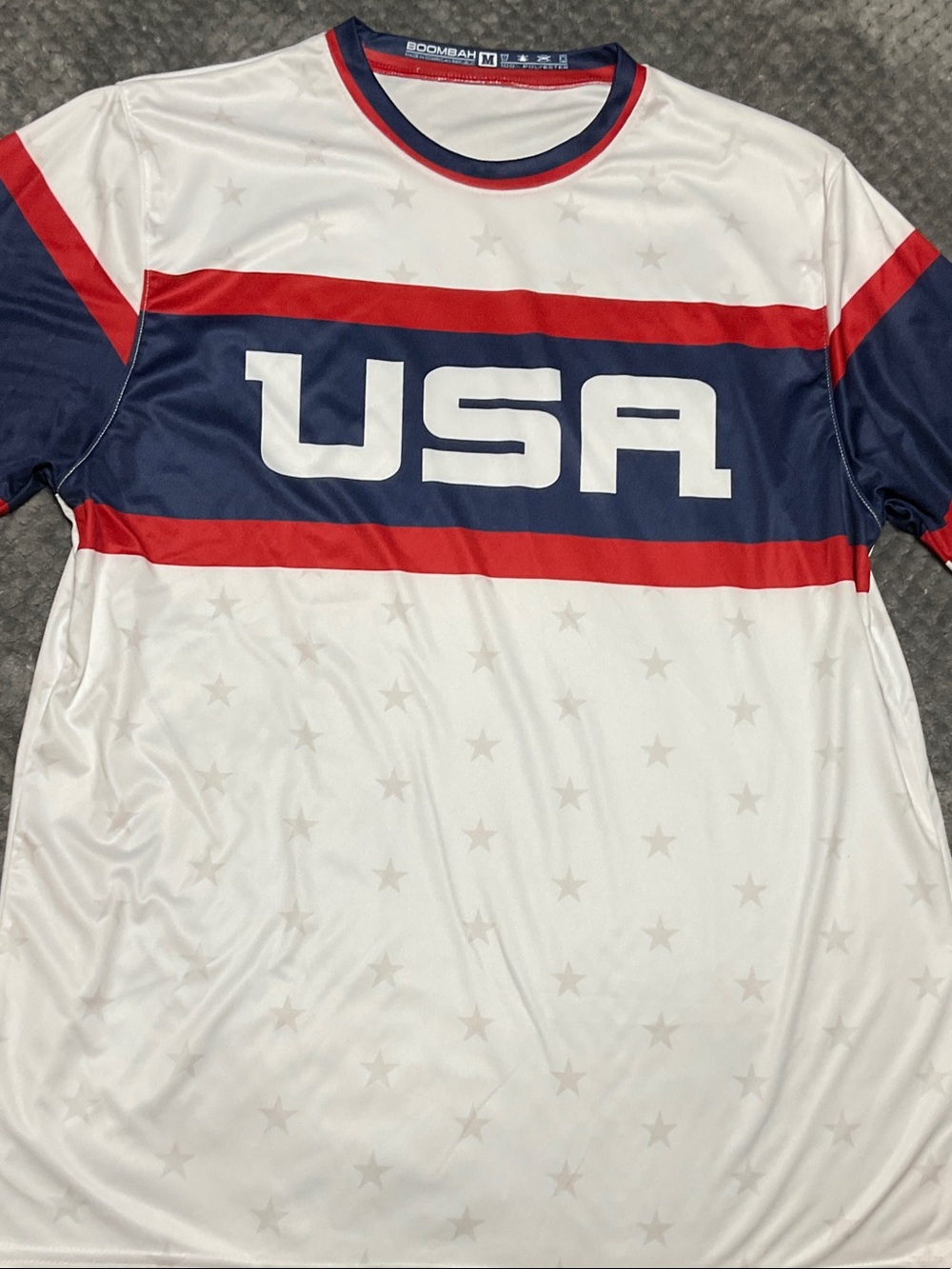 Boombah USA Graphic Athletic Tee in White, Navy & Red